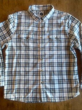 Toes on the Nose Men's White and Gray Plaid Long-Sleeve Button-Down Shirt